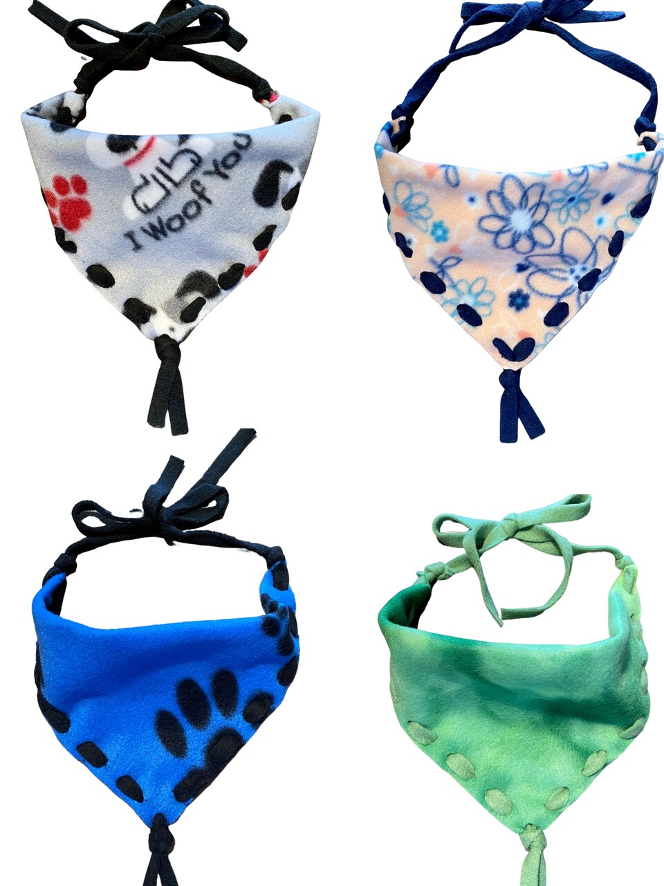 Make Your Own Fleece Dog Bandana Activity for Elderly, Low Vision, Blind, Disabled, Dementia and Child Friendly, Simply lace with Fleece Ribbon & Plastic Needle, Package of 4